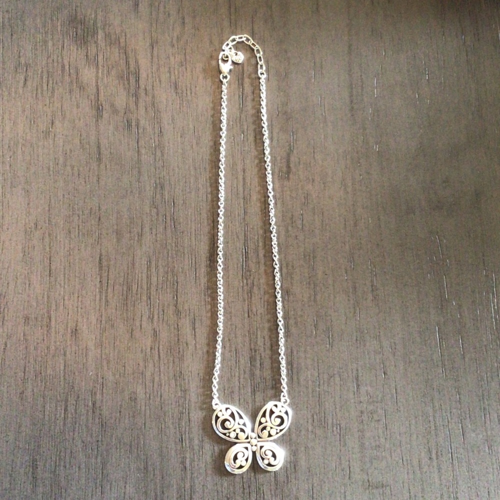 Brighton Silver Filigree Butterfly Necklace - Silver